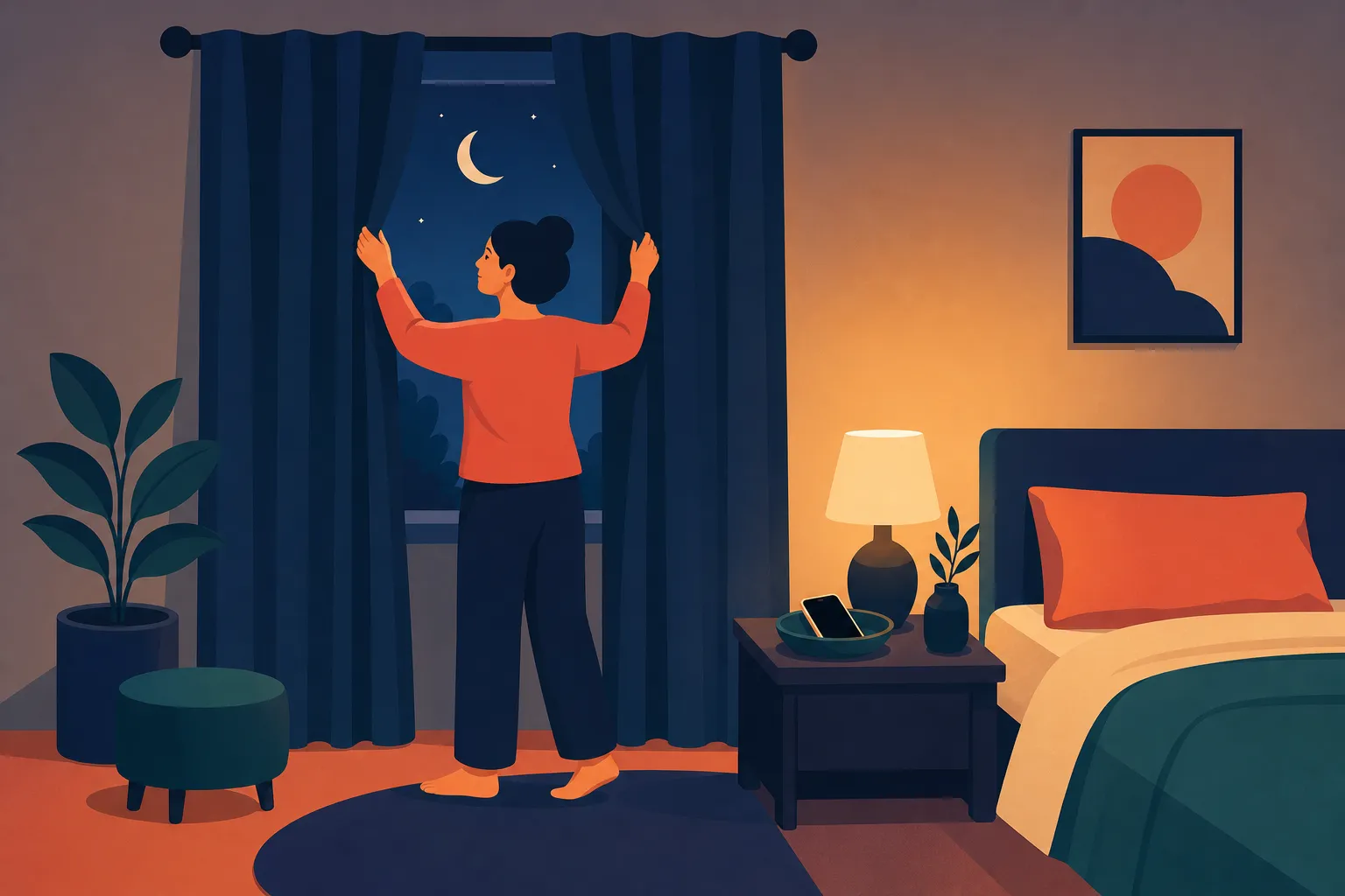 Checking light sources in the bedroom before bed for more peaceful nighttime rest