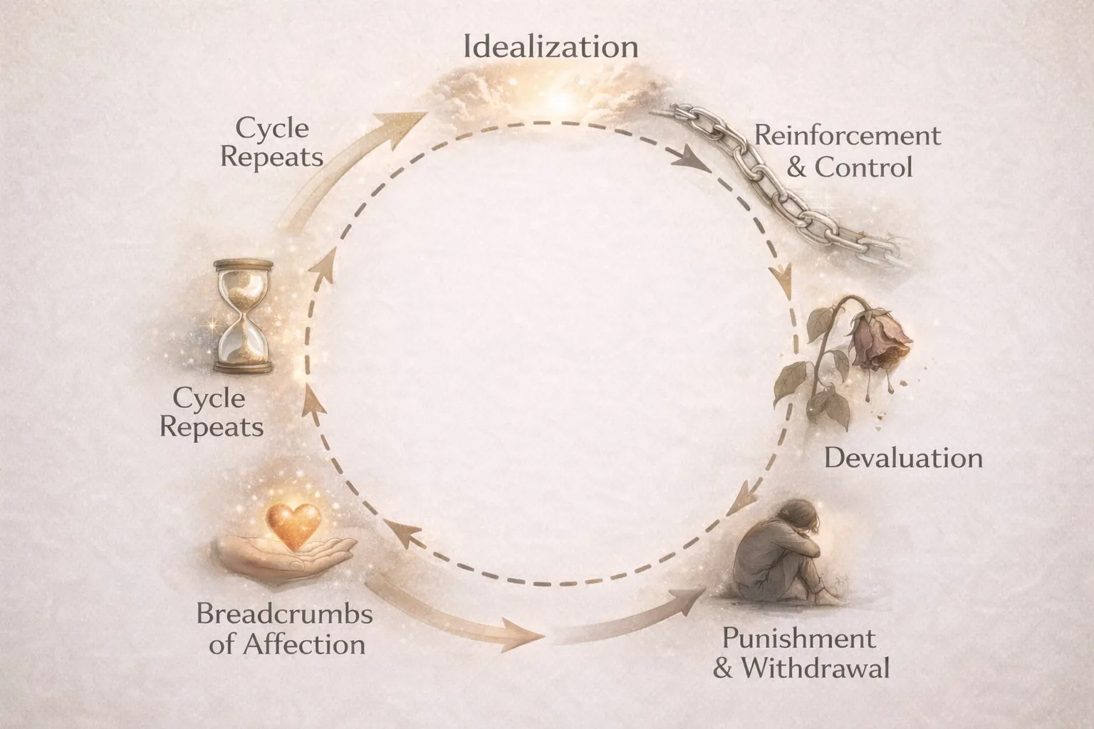 The cycle of relationships with a narcissist